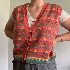 vintage coral gap sweater vest button down v neck